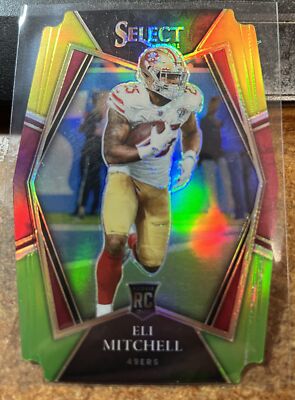 2021 Select Prizm Green and Yellow Die Cut #192 Eli Mitchell RC Rookie Card