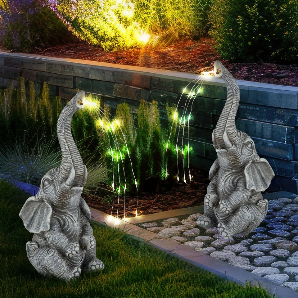 Solarleuchte Außenlampe Dekoleuchte LED Elefant grau Skulptur Tierfigur Garten - Bild 4 von 4