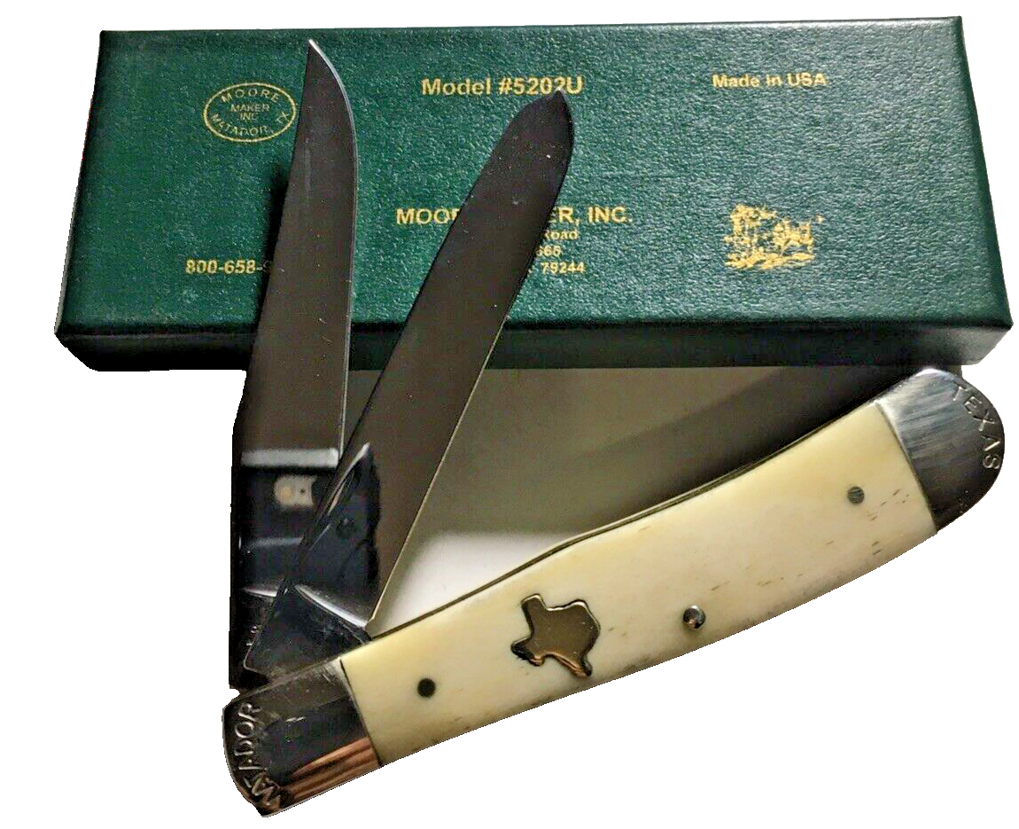 Moore Maker Matador, Texas 5202U TX Texas Star Trapper Knife White Bone