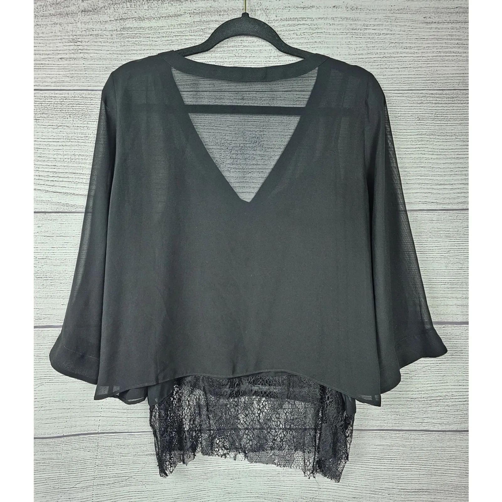 Zara Basic Collection Top Overlay Sheer Blouse Bl… - image 6
