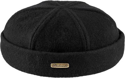 Sterkowski Docker Cap | Woolen Beanie for Men and Women | Warm 7 1/8, Black 
