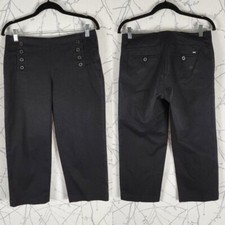 Tommy Hilfiger Black Button Front Mid Rise Ankle Pants  Women's 4