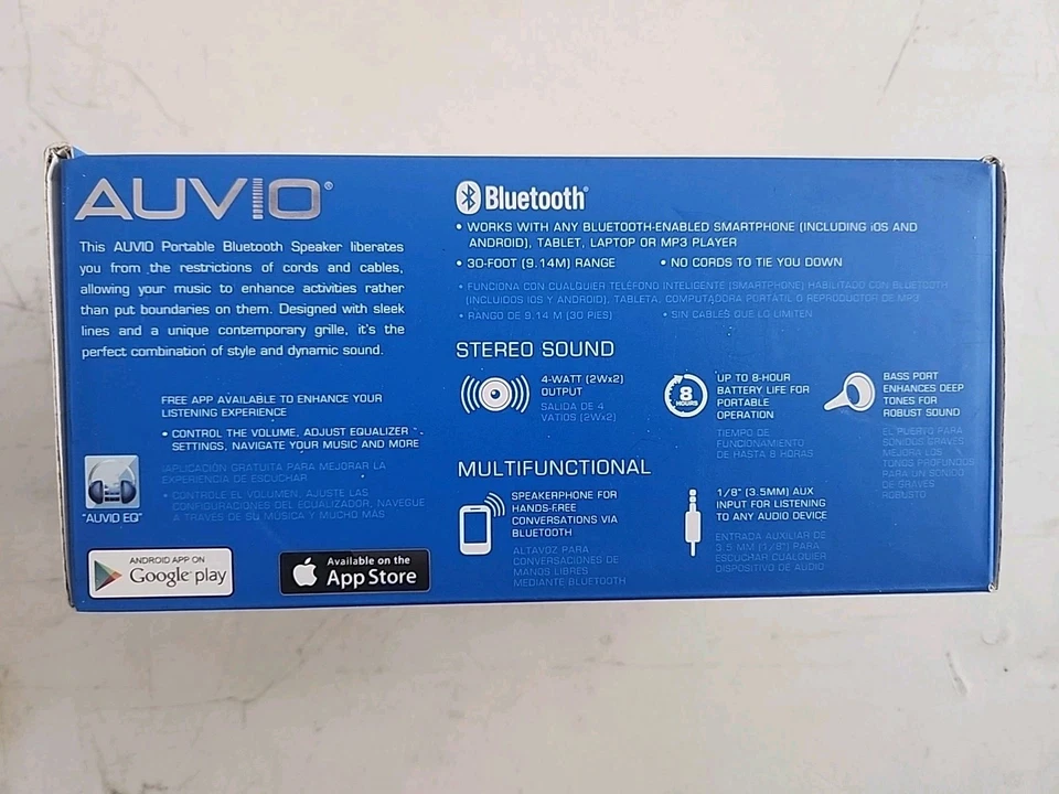 Altavoz portátil Bluetooth AUVIO PBT500 2.0 estéreo blanco nuevo en caja  Foto 2 de 4