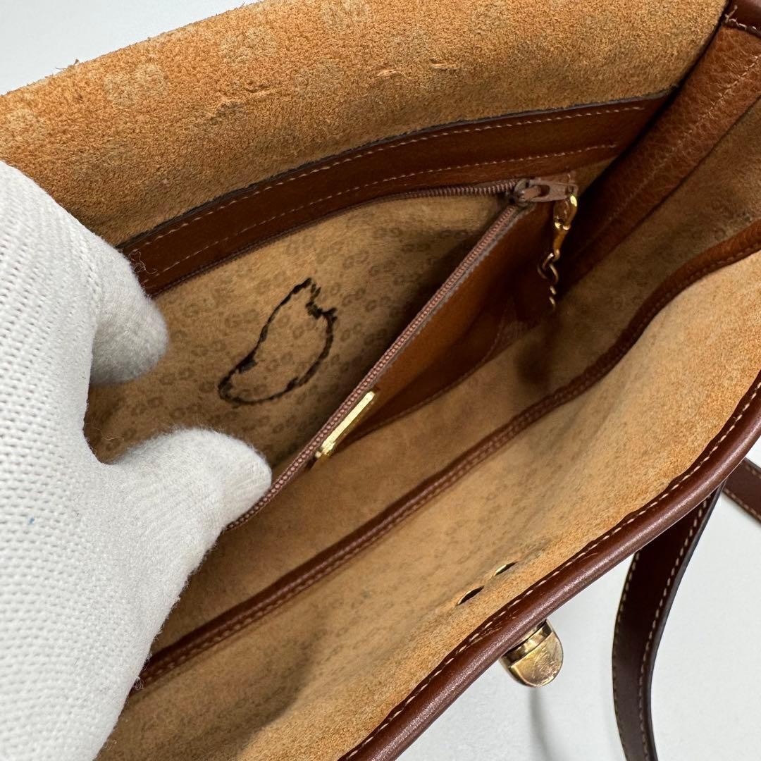 GUCCI Turnlock Leather Shoulder Bag Brown Authentic Crossbody Vintage thumbnail 17