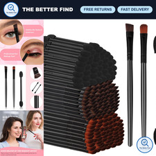 200 Disposable Eyebrow Brushes Set - 50 Angled/Round, 50 Double-End Eyeshadow, 1