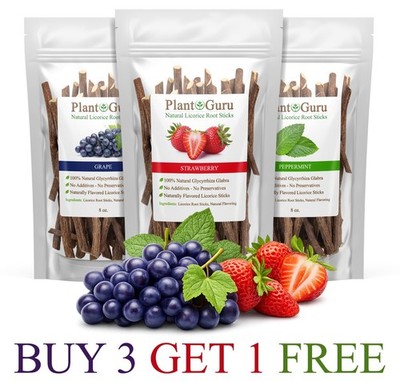 8 oz. Flavored Licorice Root Chew Sticks 100% Pure Natural Glycyrrhiza Glabra