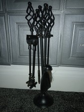 Ensemble compagnon 5 pièces noir cheminée cheminée outils poker brosse pinces pelle