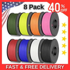Matte PLA 3D Printer Filament Bundle 2KG, PLA Matte Filament 1.75Mm Bulk, 8 Pack