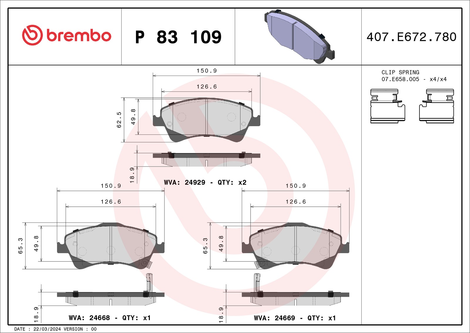 Brembo P83109 Bremsbelagsatz für Scheibenbremse Bremsbelagsatz für Toyota - Bild 7