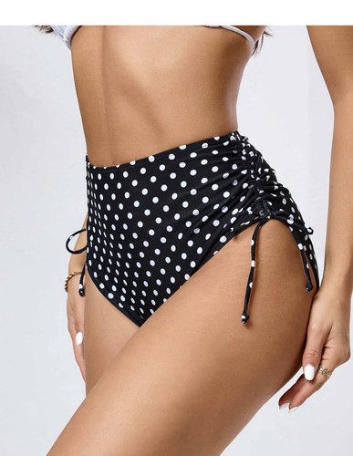 Women's High Waisted Full Coverage Cheeky Bikini Bottoms Tummy Control S A1 - Picture 2 of 4