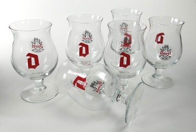 6 x Duvel Starkbier Glas Red D Pokal Zwiebelform Kelch Gläser Belgien 1395
