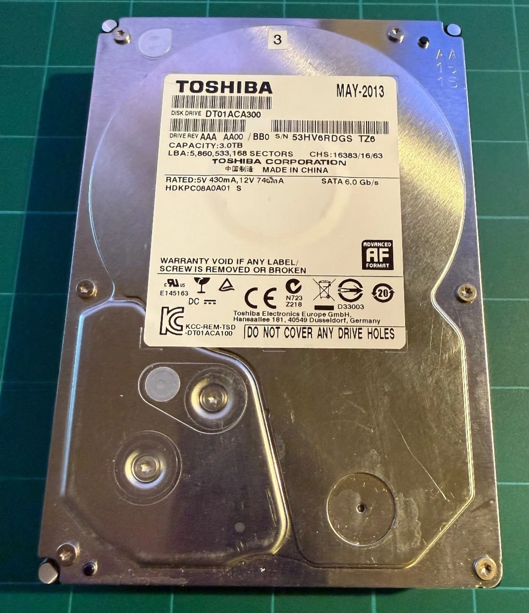 3TB Toshiba RPM 0 Drive HDD Hard SATA3⁄SATA 6.0 GB⁄s 64MB 3.5-Inch