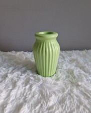 Vintage Green Ceramic Bud Vase • Single Stem Holder • 6”