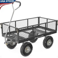 Heavy Duty Garden Cart Steel Frame All Terrain Flatbed Easy Maneuverability New