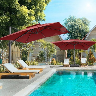 10x10' Large Patio Umbrella Outdoor Cantilever Umbrella Double Top 360Rotation | eBay 10x10' Large Patio Umbrella Outdoor Cantilever Umbrella Double Top 360Rotation | eBay