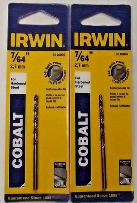 Irwin 3016007 7/64'' HSS Cobalt Split Point Drill Bit for Hardened Steel 2PKS