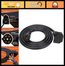 10ft 7-Way Trailer Extension Cord, Weatherproof 7 Pin Connector for RV Truck