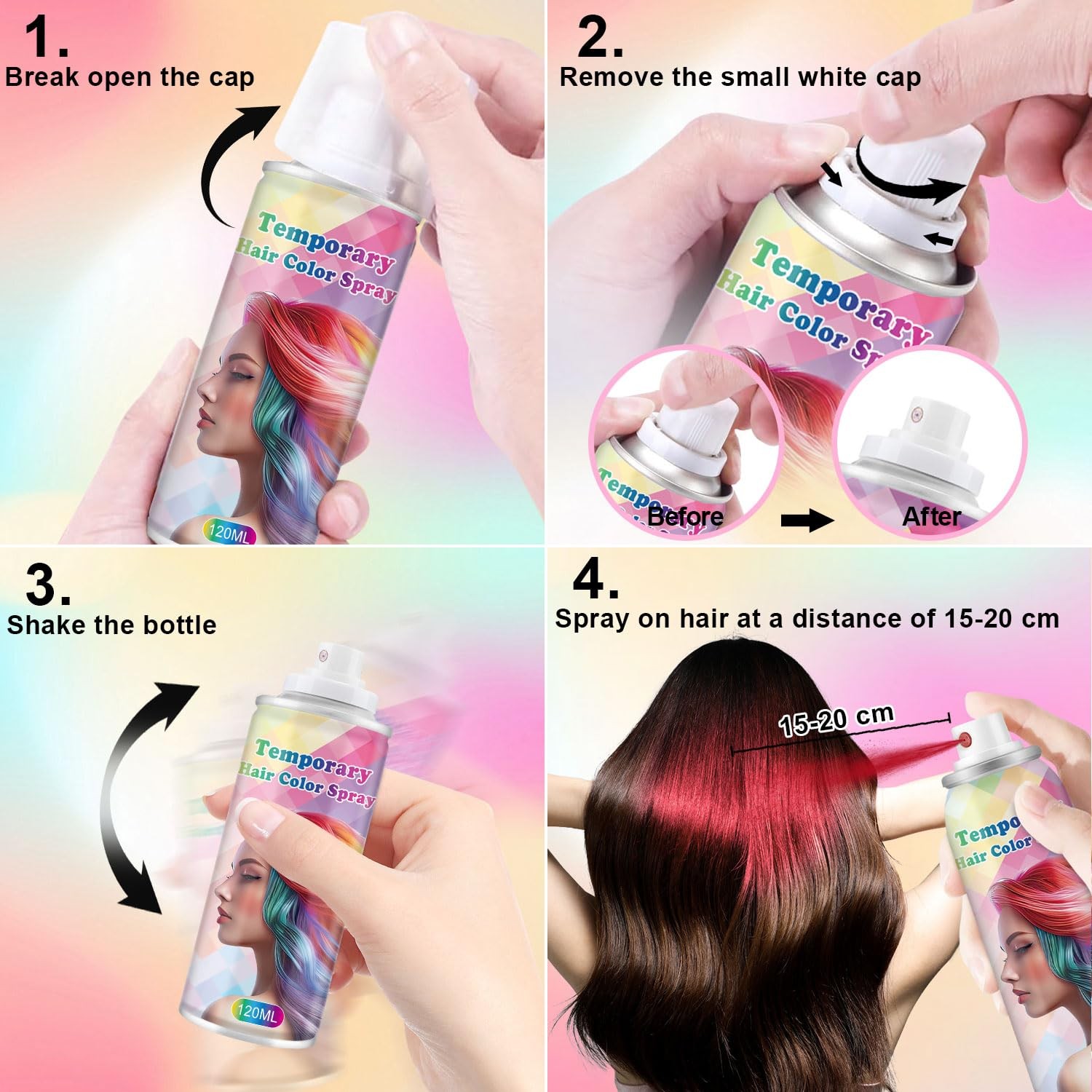 Temporary Hair Color Spray, Washable One-Day Dye Wax for Kids & Adults, Fire Red