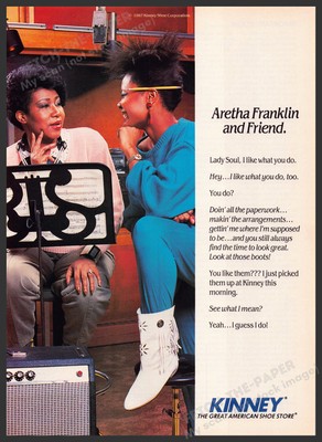 Kinney Shoes 1980s Print Advertisement 1987 Aretha Franklin Music Assistant