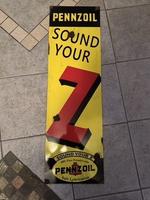#ad #ad Antique style porcelain look Pennzoil Z dealer service gas station Pump Sign $145.00