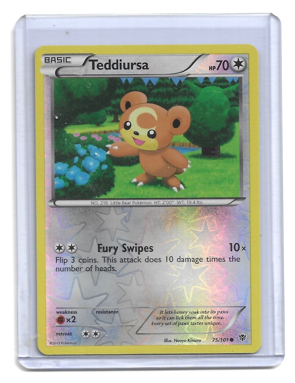 2013 Pokemon - Black & White: Plasma Blast Teddiursa #75/101 Reverse Holo