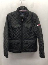 Tommy Hilfiger Women's Black Diamond Quilted Full Zip Utility Jacket Sz L