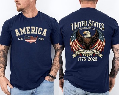 250 Years American Flag Bald Eagle 250th Anniversary USA Front & Back T-Shirt