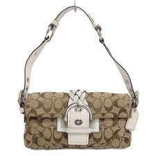 Coach Signature Handbag One Shoulder 6280 White Ec Ladies