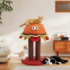 HOMMOW 18.5" Hamburger Cat Tree, Cute Cat Scratcher, Sisal Cat Scratcher Post