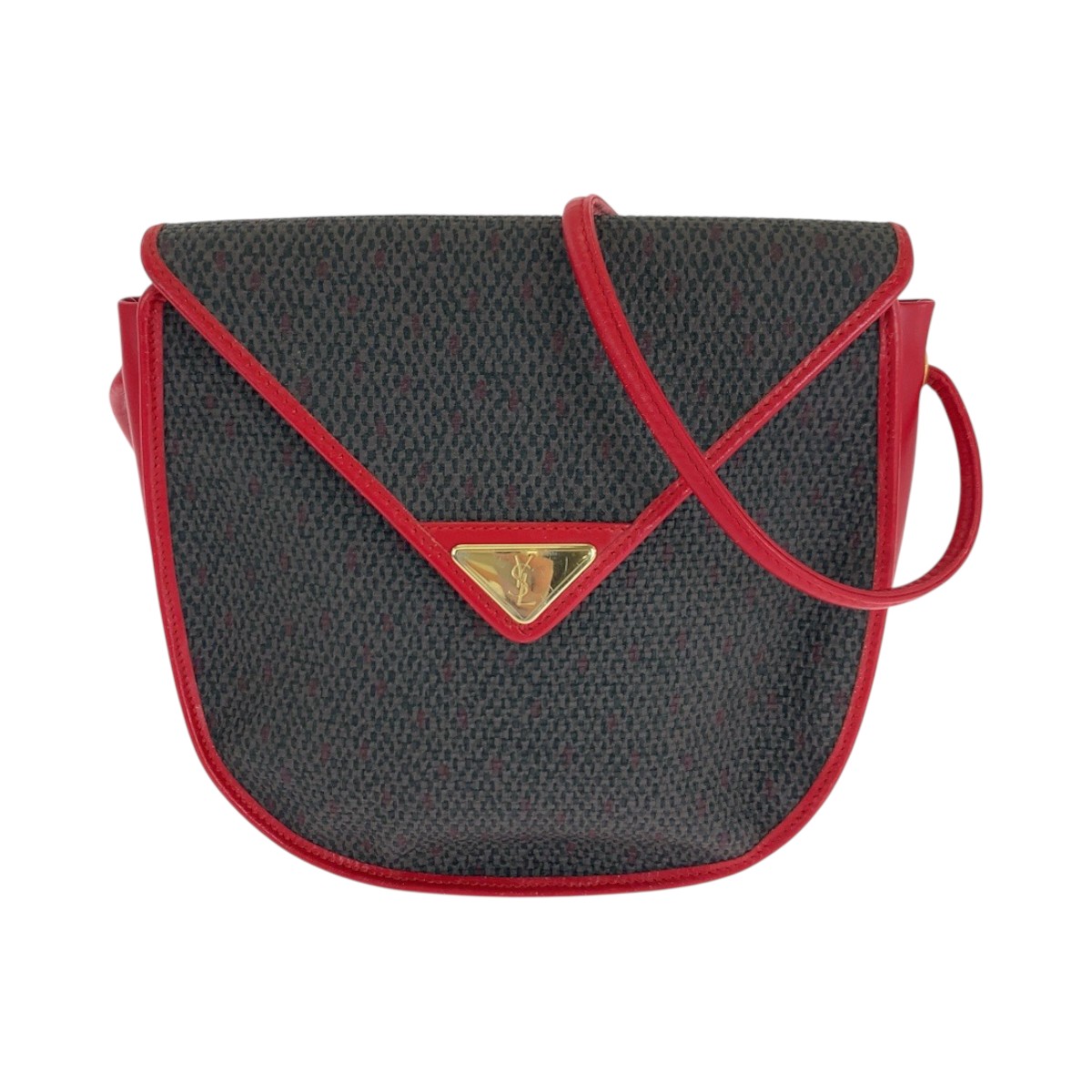 Borsa a tracolla YVES SAINT LAURENT vintage logo YSL rosso viola oro pelle hardware