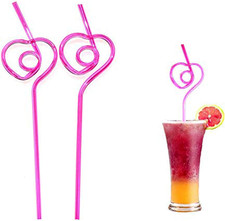 12 PCS Heart-Shaped Party Straws Drinking Sipping Straws, Novelty Props for Wedd