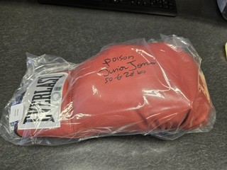 Brand New "Poison" Junior Jones Autographed Boxing Glove Inscribed Everlast Cert