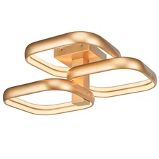 Abra Lighting Rave 3Lt Dual LED Triple SQ Semi-Flush, Gold - 30088FM-GLD-Rave