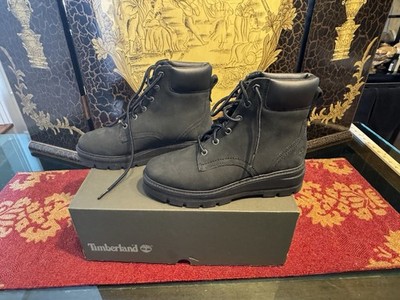 Timberland Cheyenne Valley Mid Lace Up Boots Womens 7.5 Black Nubuck NEW IN BOX