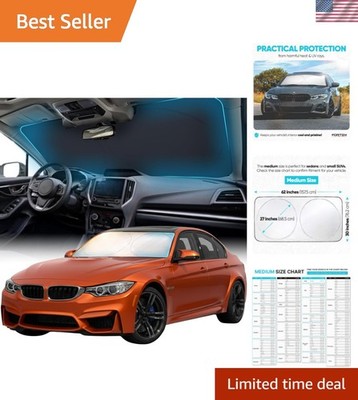 Foldable Windshield Sunshade - 240T Polyester, Keeps Cars Cool, 62'' x 30''