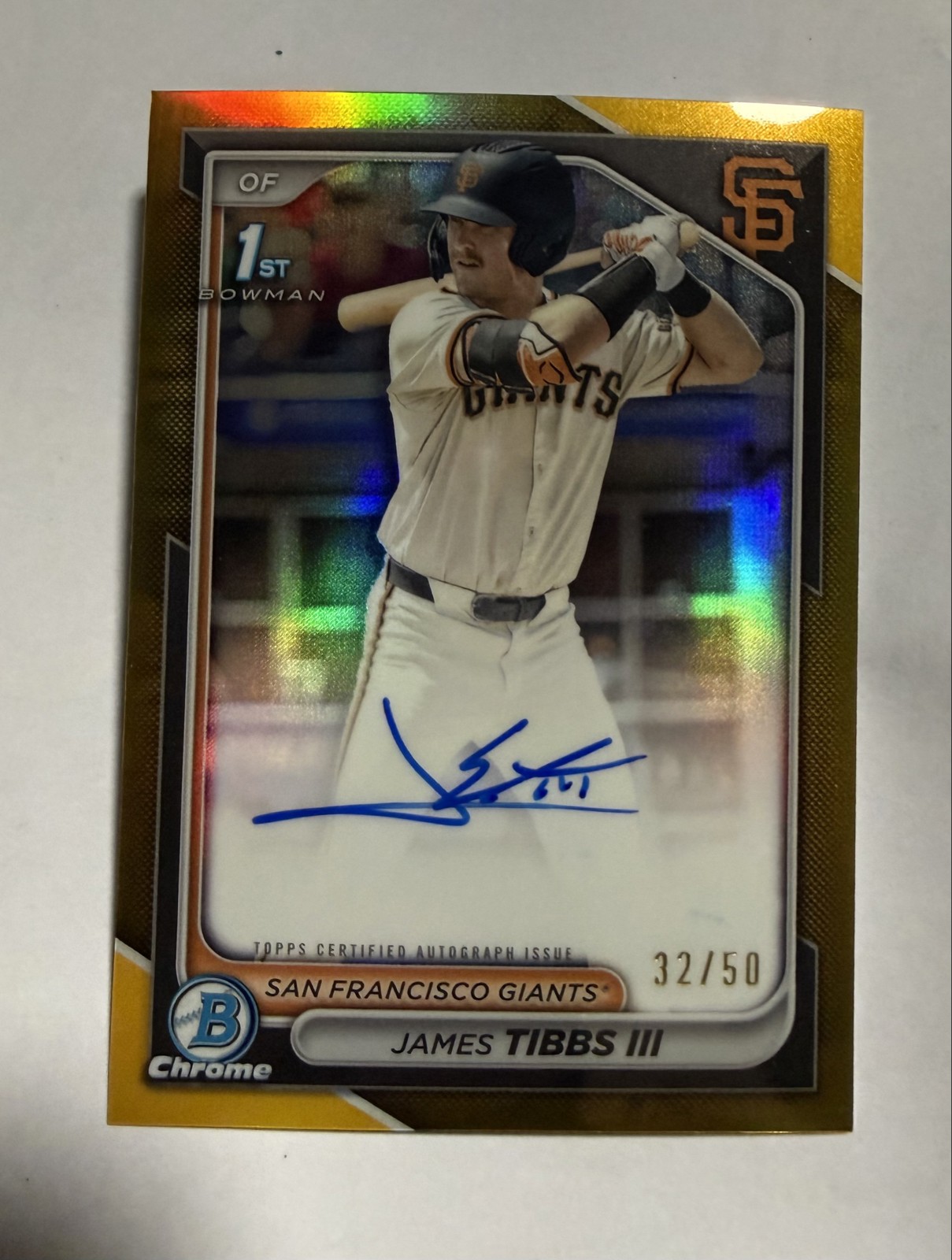 2024 Bowman Draft Chrome Auto James Tibbs III #CPA-JT True Gold Refractor /50 rc