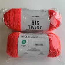 Big Twist Yarn Acrylic Lot Of 2 Skeins Diva Pink Dye Lot 656259