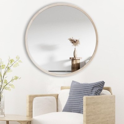 Natural Wood Round Mirror, 24 Inch - Wall Circle Mirror for Bathroom or Nurse...