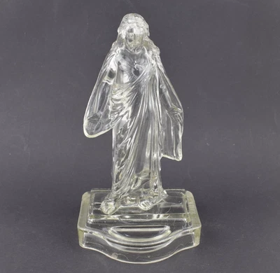 Jesus Figur mit strahlendem Herzen Pressglas ROMA 176028 S. um 1900 Glas Antik - Bild 1 von 4
