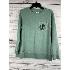Marley Lilly Sweater Women's Medium Monogram Pocket Ribbed Pullover Long Sleeve