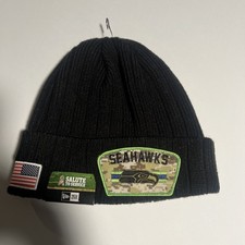 New Era Seattle Seahawks 2021 Salute To Service Cuffed Knit Beanie Hat - Black