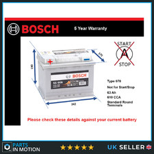 Battery fits FORD BRONCO AEROSTAR 2.9 3.0 4.0 85 to 97 Bosch 078 610A 63Ah New