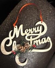 Merry Christmas wooden ornament sign
