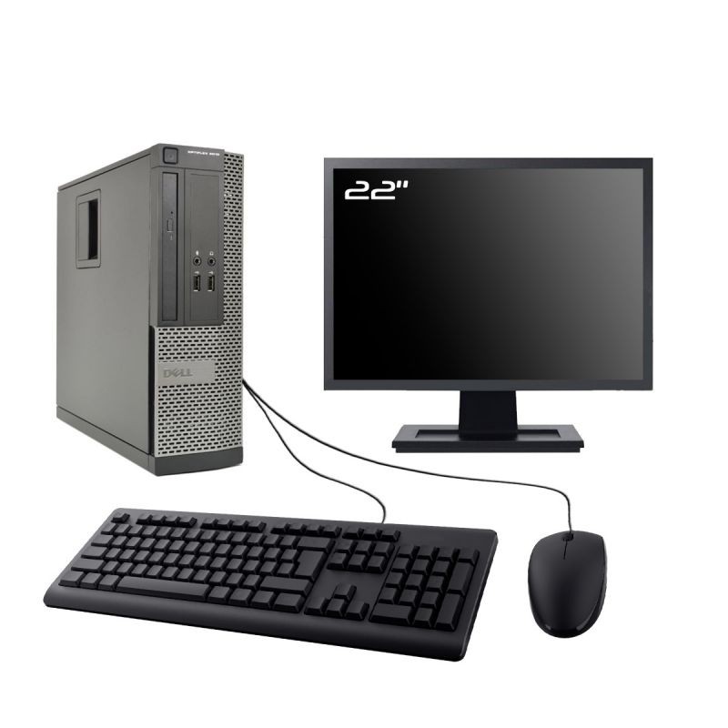 PC Dell Optiplex 3010 SFF Ecran 22" Intel I3-3220 RAM 16Go SSD 480Go W10 Wifi