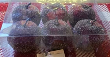 MARTHA STEWART Faux APPLES (6) GLITTERED Bowl filler Holiday Decor