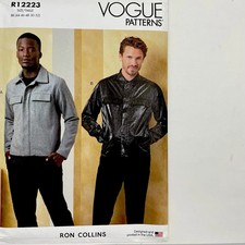 Pattern Vogue R12223 Men's Sz BB 44-52 Fitted Lined Jacket Ron Collins New/Uncut