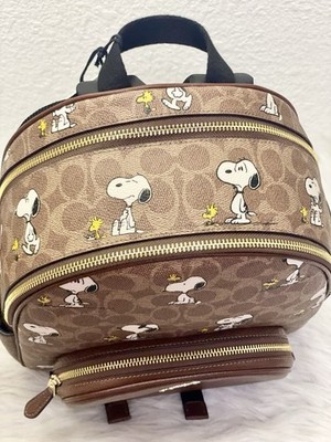 Coach X Peanuts Court Backpack In Signature Canvas With Snoopy