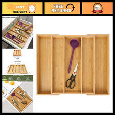 Expandable Bamboo Kitchen Drawer Organizer - Silverware Utensil Tray, Adjustable