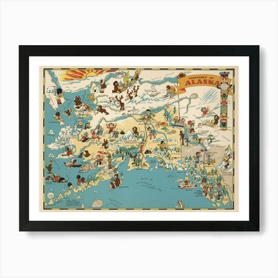 Alaska Vintage Bildkarte Kunst Pr gerahmt Wandbild Poster Leinwanddruck Bild