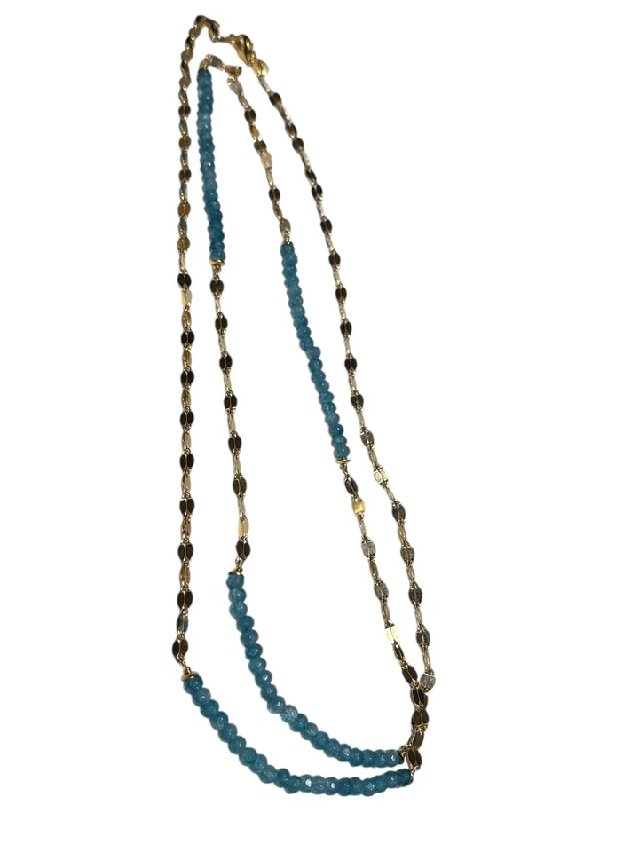 Colar HSN Technibond azul frisado 36” tom dourado / 925 NOVO - Imagem 4 de 4